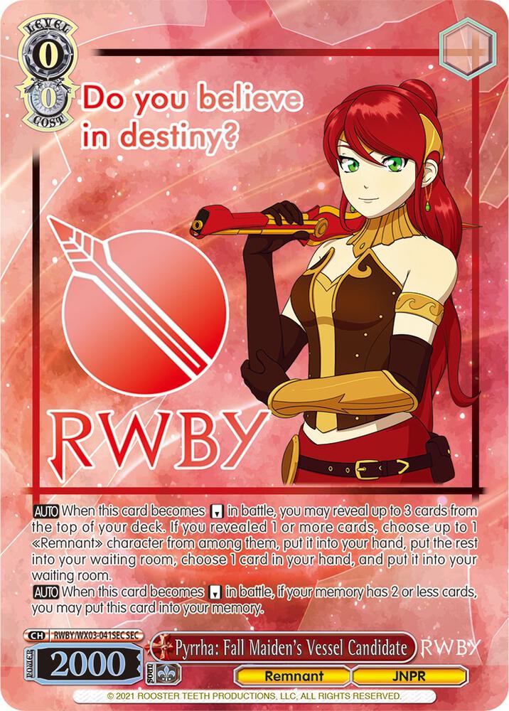 Pyrrha: Fall Maiden's Vessel Candidate (SEC) - RWBY (RWBY/WX03)