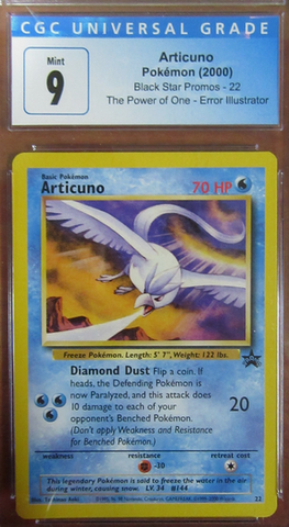 CGC Graded - Articuno (22) [Black Star Promo - Aoki / Illustrator Error]