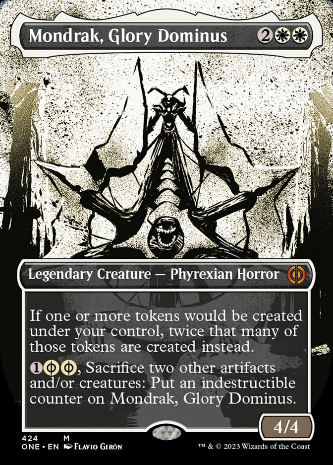 Mondrak, Glory Dominus (Borderless Ichor Step-and-Compleat Foil) [Phyrexia: All Will Be One] (Japanese)